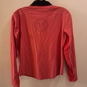 Foray Golf Shirt Women's Small S Pink Blue Athletic Sporty Cropped Breathable